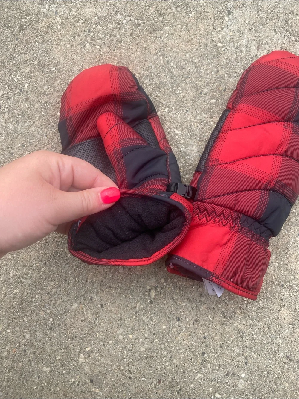 Old Navy Red and Black Plaid Mittens